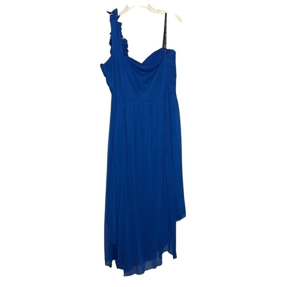 NWT DAVID’S BRIDAL Blue Beaded Flower One-Shoulder High-Low Dress Size XXL (18) - Picture 5 of 11